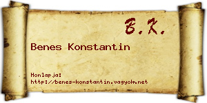 Benes Konstantin névjegykártya